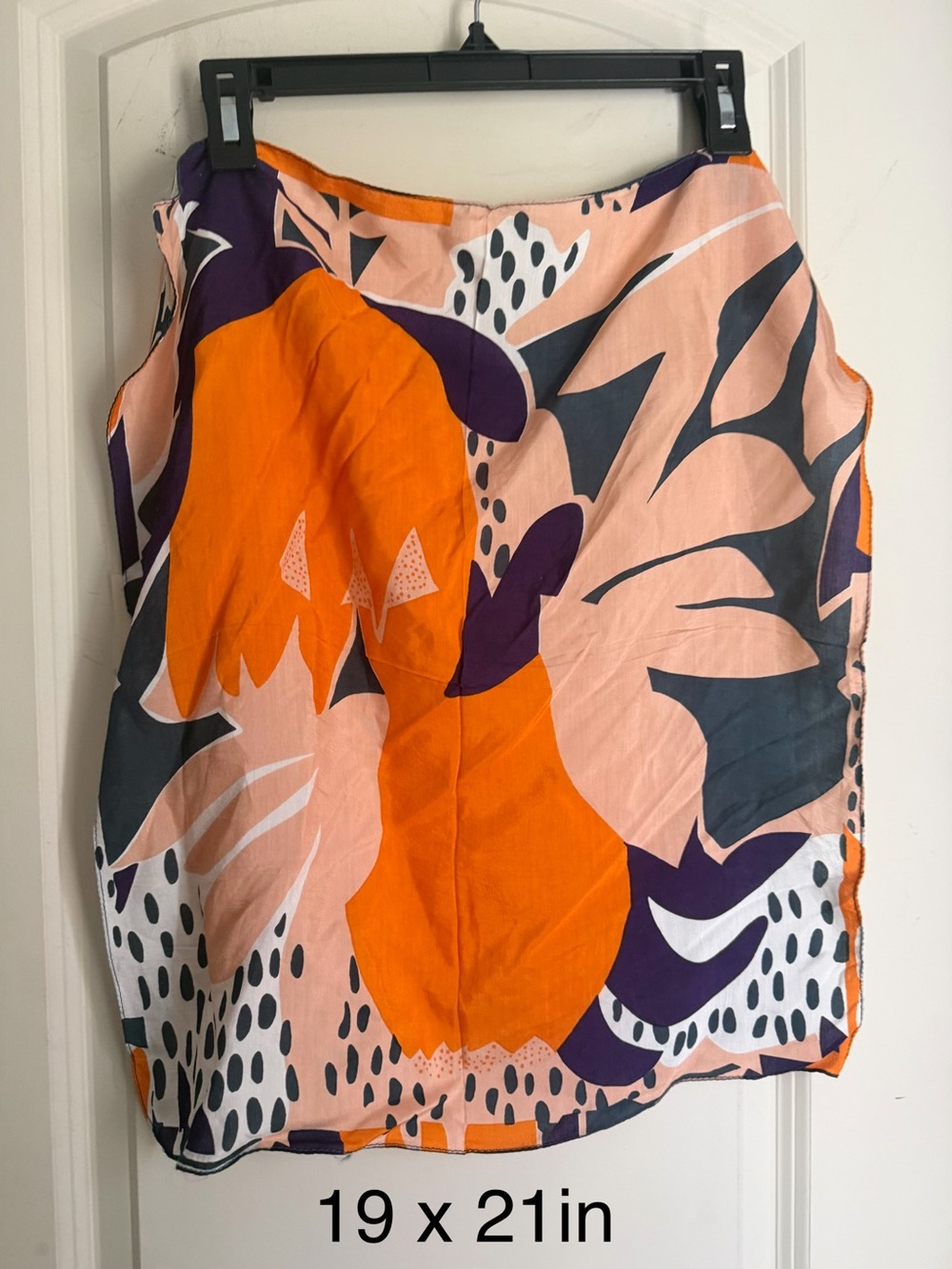Vivante Peach and Navy Tropical Print scarf 19 x 21 in viscose beachy boho trave